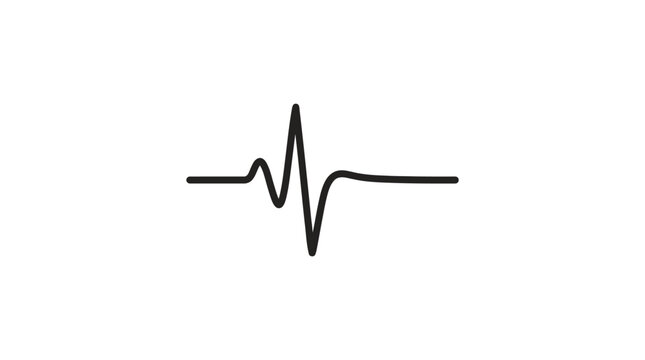 Simple black line heartbeat ecg vector illustration on white background