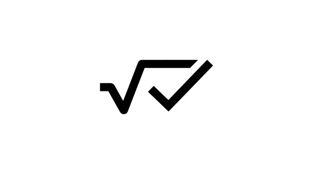 Black mathematical square root symbol on white background vector illustration