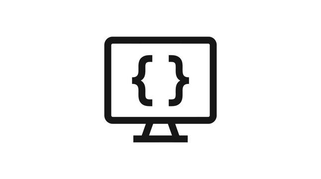 Computer monitor with code brackets on screen symbol