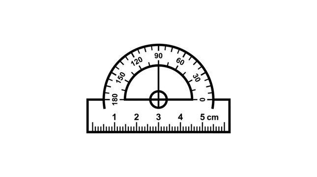 Transparent plastic protractor and ruler measuring tool geometry instrument
