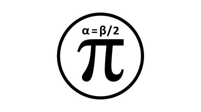 Mathematical symbol pi with greek letter alpha equation inside a circular border