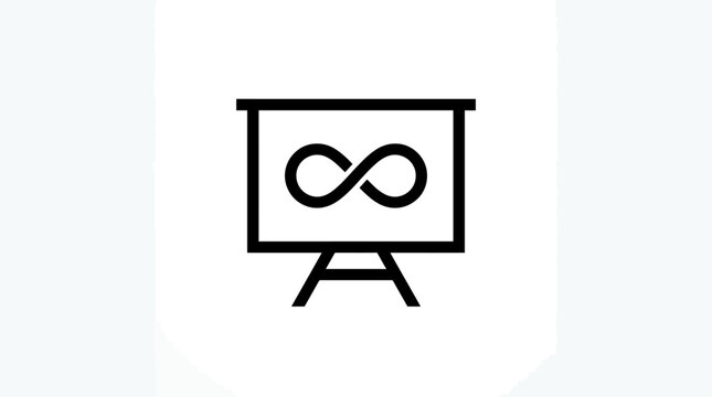 Simple presentation board icon showing infinity symbol for endless ideas and concepts