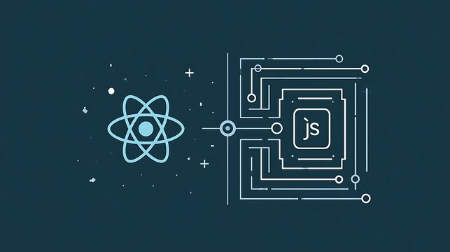 React development concept with JavaScript circuit board illustration