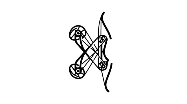 Mechanical crossbow and traditional bow weapon illustration concept
