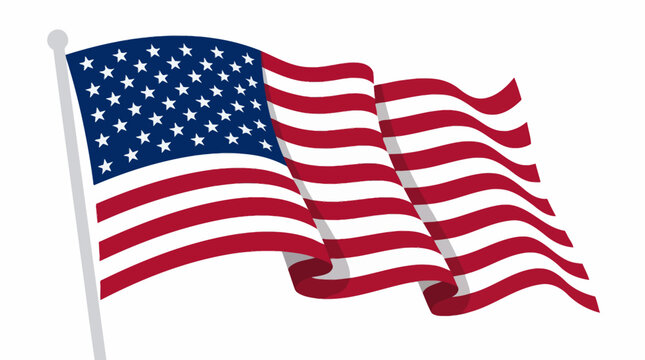 Waving United States of America flag on flag pole.