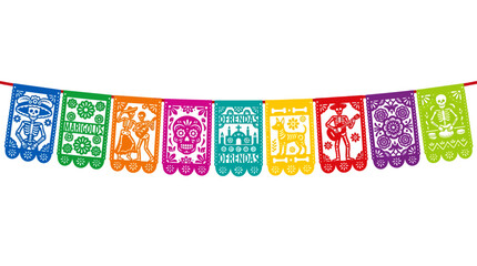 Obraz premium Colorful Mexican papel picado banners for Dia de los Muertos.