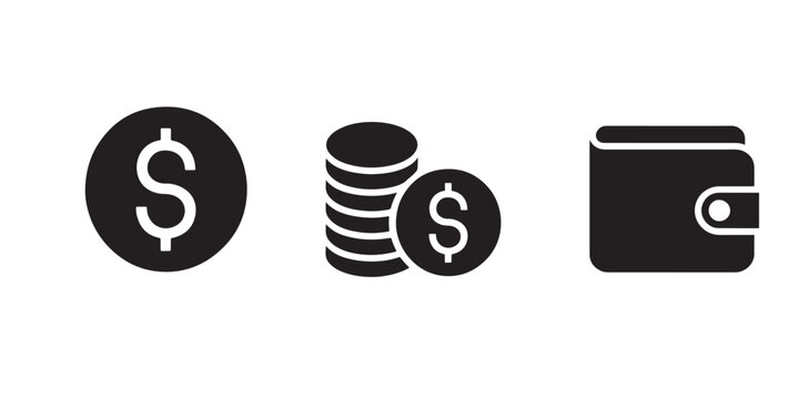 Black of dollar coin stack and wallet black dollar coin money finance