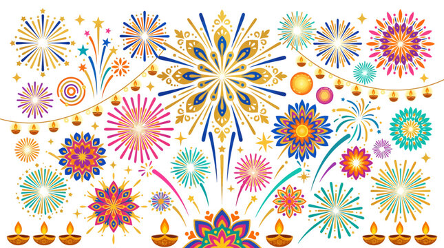 Festive fireworks display background for Diwali celebrations.