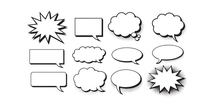Comic book speech bubbles with effects dialogue text cartoon