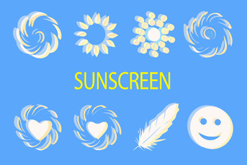 Naklejka premium Floral ornaments and feather illustration vector style on blue background