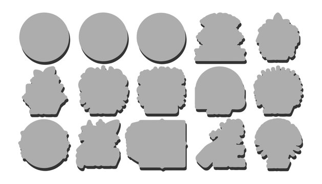 Set of grey die-cut label sticker shapes for product packaging and design with white background shape set silhouette collection template minimalist abstract creative business