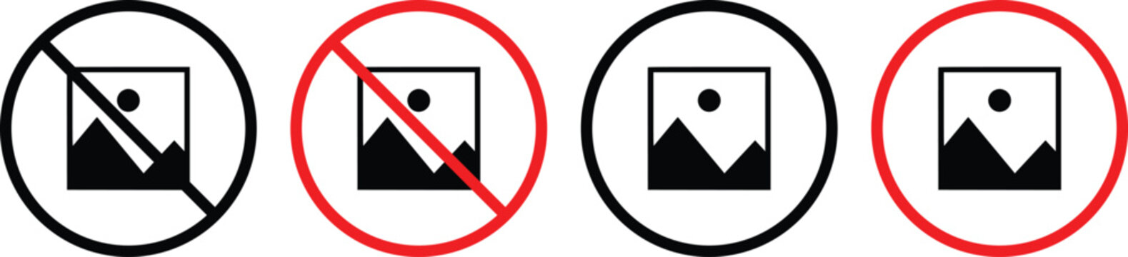 No Photography and Image Restriction Icon Set in Vector Format