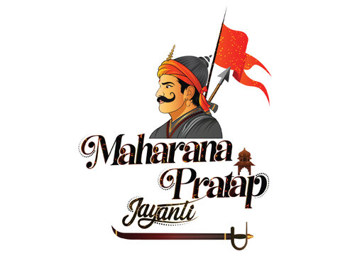 Maharana Pratap Jayanti vector illustration with warrior king portrait