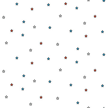 Tossed Red Blue White star dot blender seamless pattern, patriotic parade collection. 