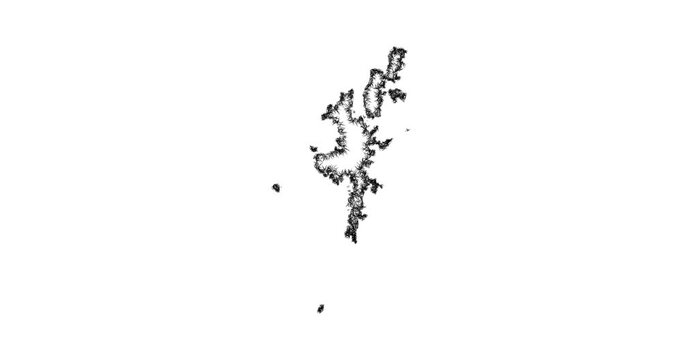 Sketch Shetland Islands outline map animation - smooth progressive reveal