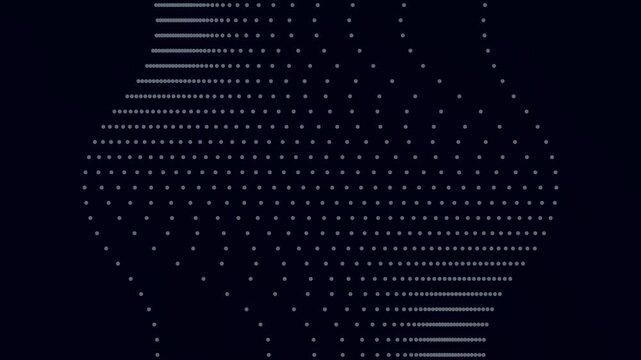 Seamless 4K motion graphics of a gray dot grid morphing into abstract organic waves on a dark background. Minimalist procedural animation perfect for big data, quantum and science visualization