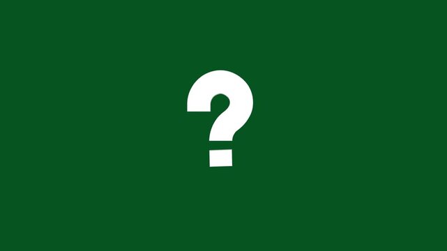 Question mark icon animation, question mark confused dizzy, animation of a lot of white 3D question mark moving on green screen background motion graphic effects. 4k video