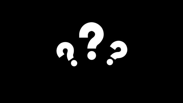 3D Comic style question symbol, question mark animation pop up question mark flat on transparent background for video creation. looping question mark confused dizzy