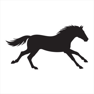 Black silhouette of a running horse