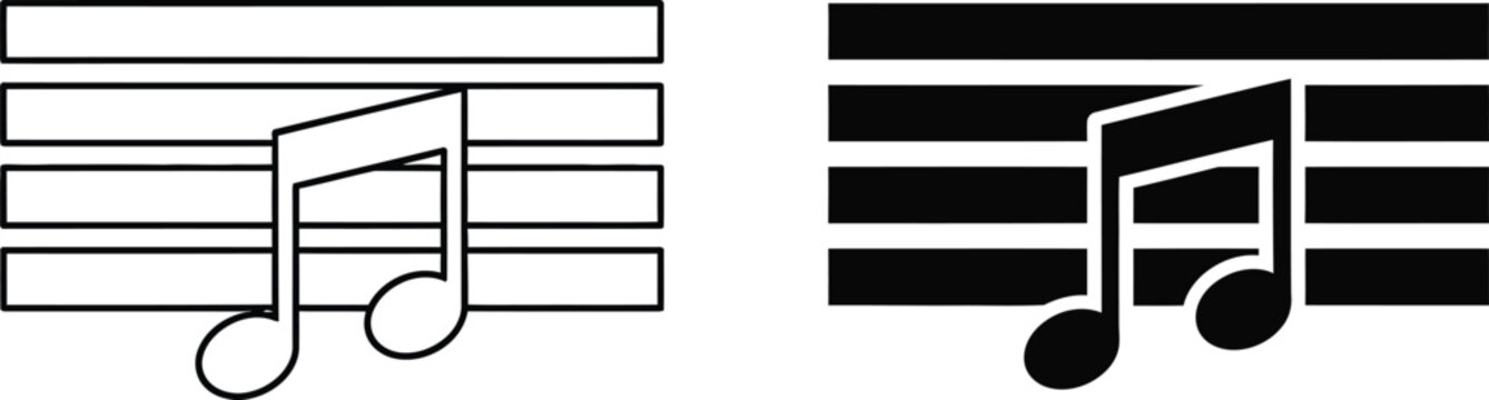 Simple musical notes on staff with contrasting styles