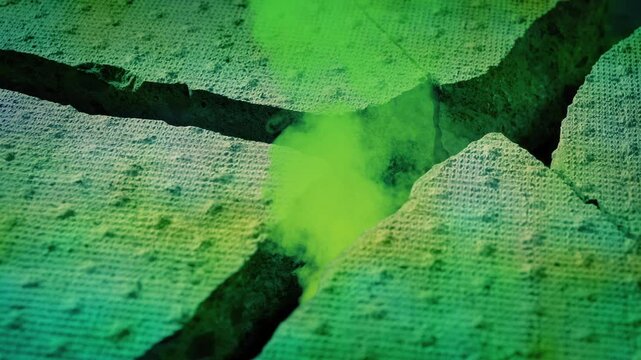 Toxic Gas Leaks From The Ground In Contaminated Area