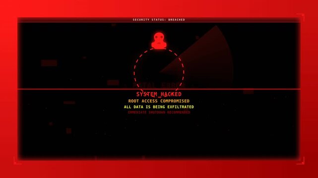 Motion Video of Digital Data Transfer with Red and Black Background.