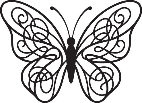 Ornamental Butterfly Line Art Icon