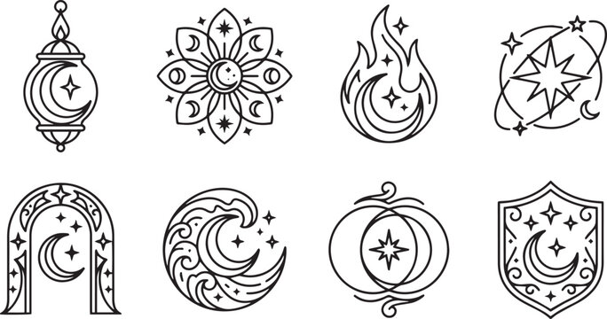 Islamic Ramadan and Eid Icons Set