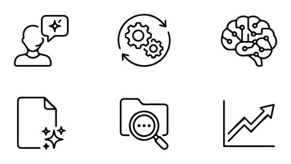 Fototapeta premium 6 Business icons set, line style, office, management