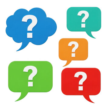 Colorful Question Mark Speech Bubbles for FAQ and Support