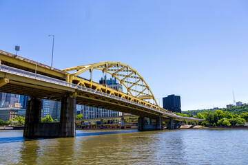 Fototapeta premium A bridge over the Allegheny River in Pittsburgh Pennsylvania USA