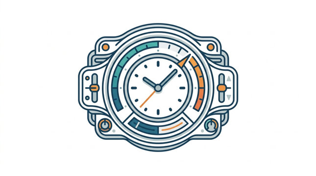 Vintage Style Mechanical Gauge With Clock Face.