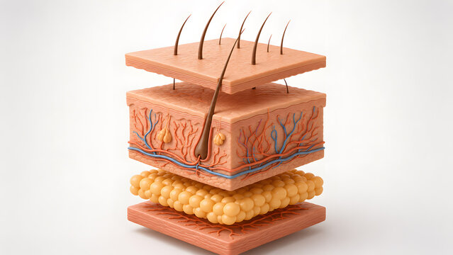 Detailed skin cross section anatomy illustration