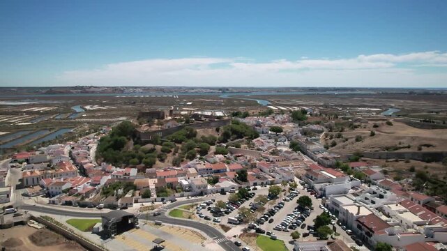 Aerial View City of Castro Marim. Algarve, Portugal