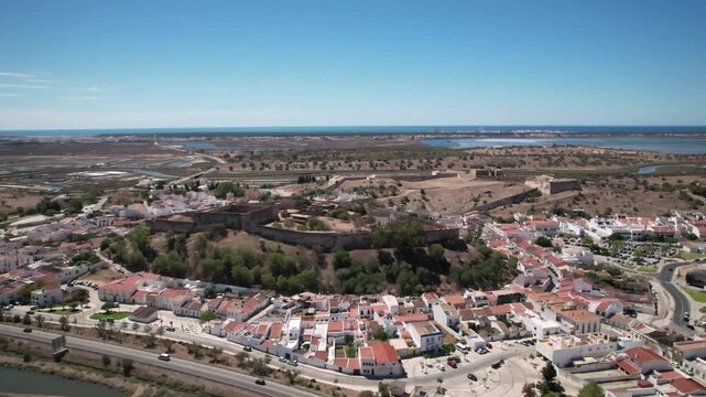 Aerial View City of Castro Marim. Algarve, Portugal