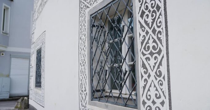 Amonhaus Ground Floor Ornate Window with Iron Bars, Lunz am See, Austria