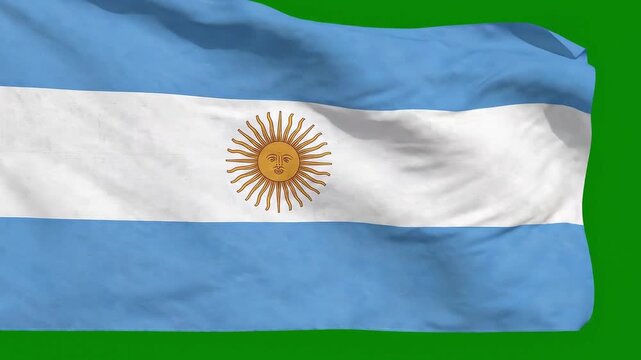 Waving flag of argentina with a green screen background
