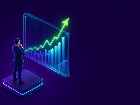 Isometric Future Market Projection and Predictive Financial Growth 3D Design