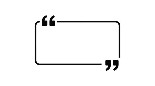 Minimalist black vector illustration of a blank rectangular speech bubble with clean rounded corner edges