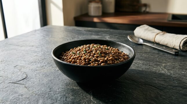 A Rustic Wooden Bowl Brimming With Dry, Wholesome Lentils, Ready For Healthy Cooking And Nutritious Meals.