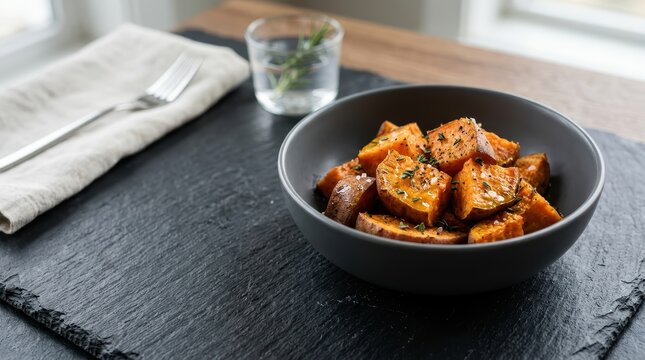 Vibrant Orange Sweet Potato In A Rustic Ceramic Bowl, Ready For Cooking Or A Healthy Meal Preparation, Showcasing Fresh And Wholesome Ingredients.