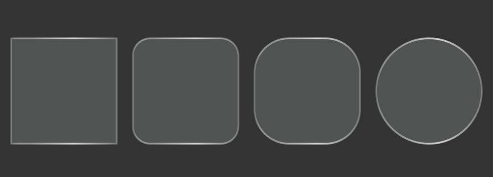 Comparison of different corner radius styles for website buttons and user interface frames.