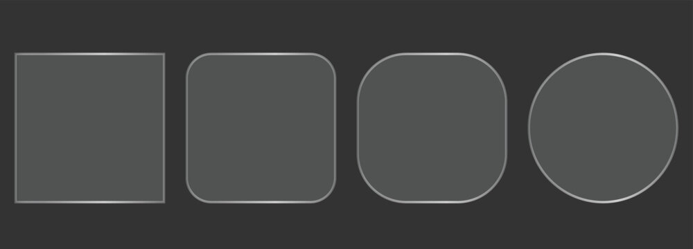Comparison of different corner radius styles for website buttons and user interface frames.