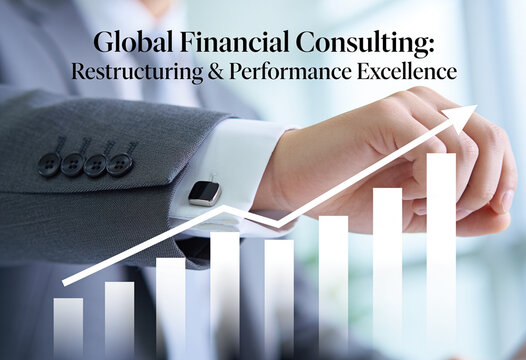 Corporate Restructuring and Business Performance Growth, Financial Consulting, Arrow Up Graph, Executive Success, Wealth Management, Market Analysis, Revenue Strategy, Economy Development, Investment.