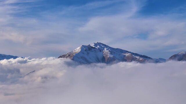 Stunning bird's eye perspective over endless white clouds.