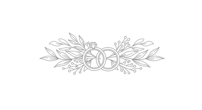 Elegant Wedding Rings Adorned with Delicate Laurel Leaves.