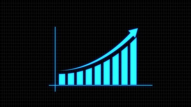 Statistics bars columns growth, arrow up. Finance, Bar graph going up, Profit concept, positive increase chart. graph with rising up arrow and bar stats; Financial data 4k Motion animated footage. 