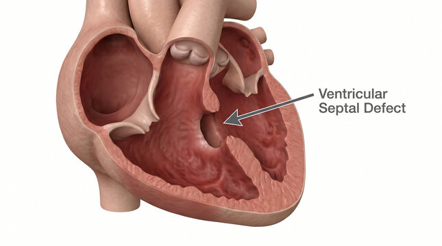 3D Illustration of Ventricular Septal Defect in Human Heart