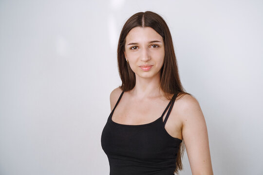  Portrait of beautiful girl smiling looking at camera.
