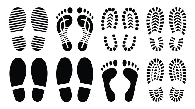 Collection of different footprint patterns and shapes